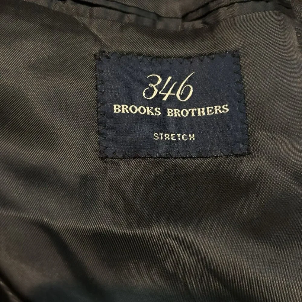 Brooks Brothers 346 Stretch Blazer Sport Coat Mens 44L Gray Glen Plaid  2 Button